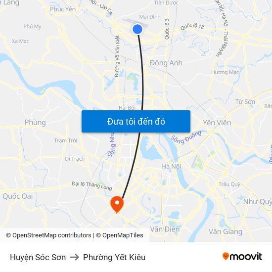Huyện Sóc Sơn to Phường Yết Kiêu map