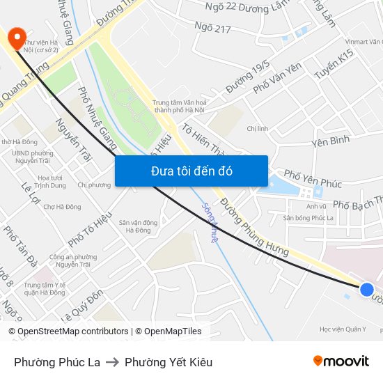 Phường Phúc La to Phường Yết Kiêu map