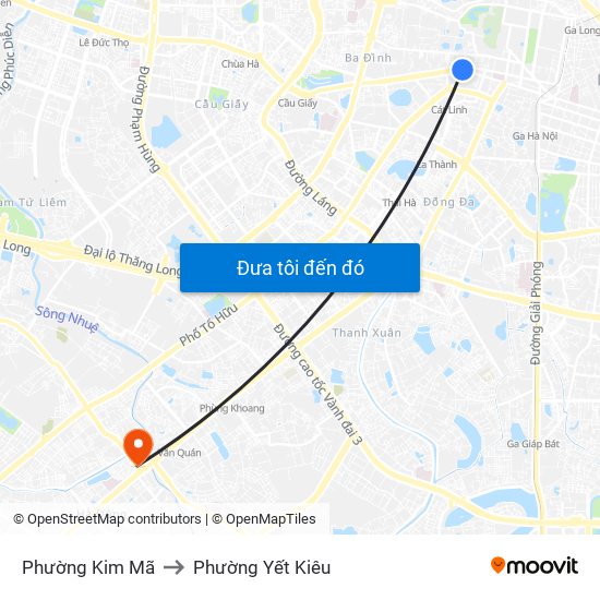 Phường Kim Mã to Phường Yết Kiêu map