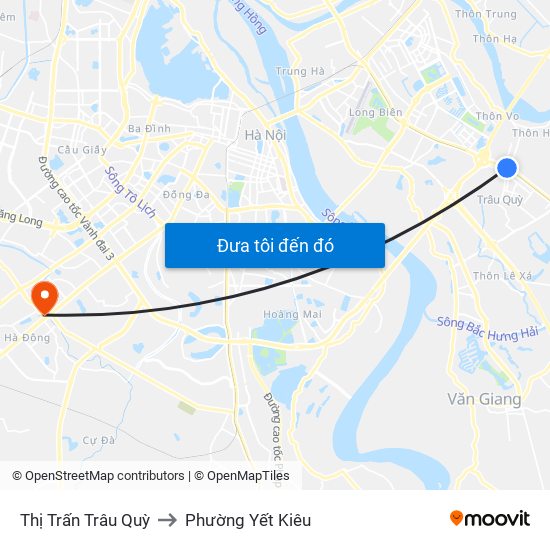 Thị Trấn Trâu Quỳ to Phường Yết Kiêu map