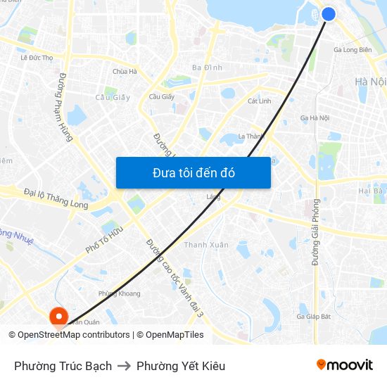 Phường Trúc Bạch to Phường Yết Kiêu map