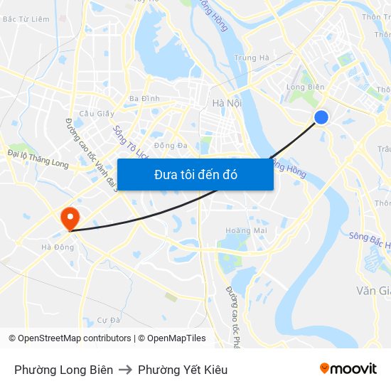 Phường Long Biên to Phường Yết Kiêu map