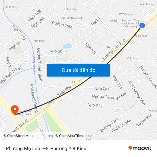 Phường Mộ Lao to Phường Yết Kiêu map