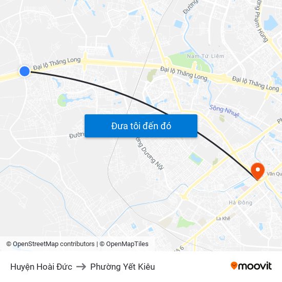 Huyện Hoài Đức to Phường Yết Kiêu map