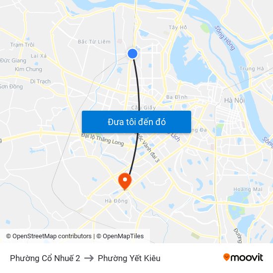 Phường Cổ Nhuế 2 to Phường Yết Kiêu map