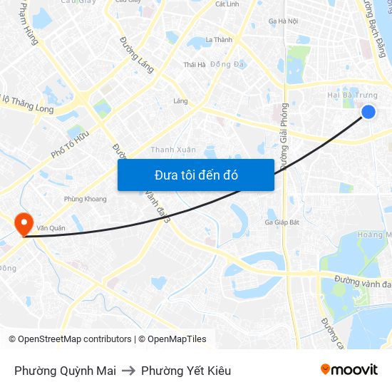 Phường Quỳnh Mai to Phường Yết Kiêu map