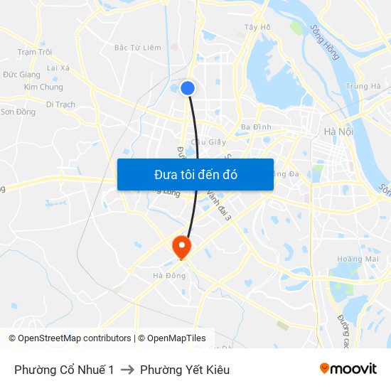 Phường Cổ Nhuế 1 to Phường Yết Kiêu map