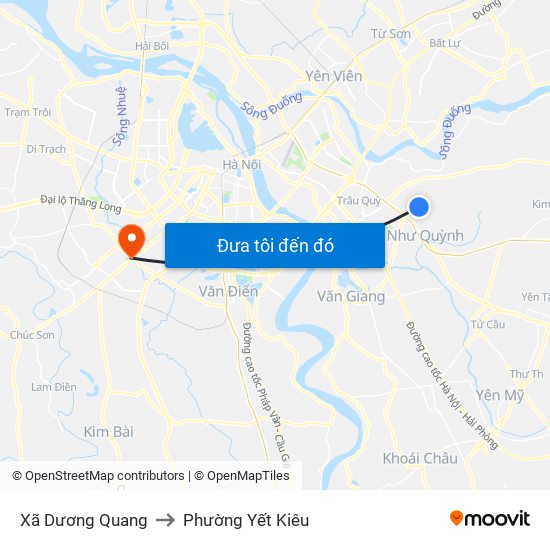 Xã Dương Quang to Phường Yết Kiêu map