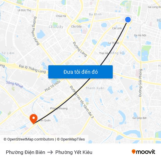 Phường Điện Biên to Phường Yết Kiêu map