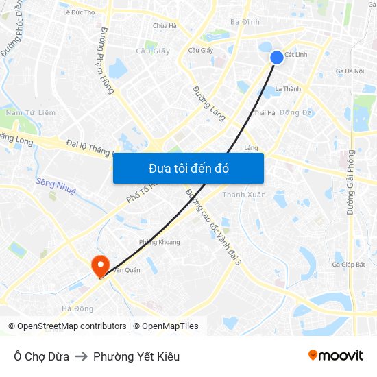 Ô Chợ Dừa to Phường Yết Kiêu map