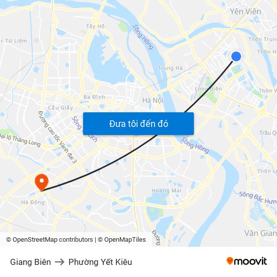 Giang Biên to Phường Yết Kiêu map