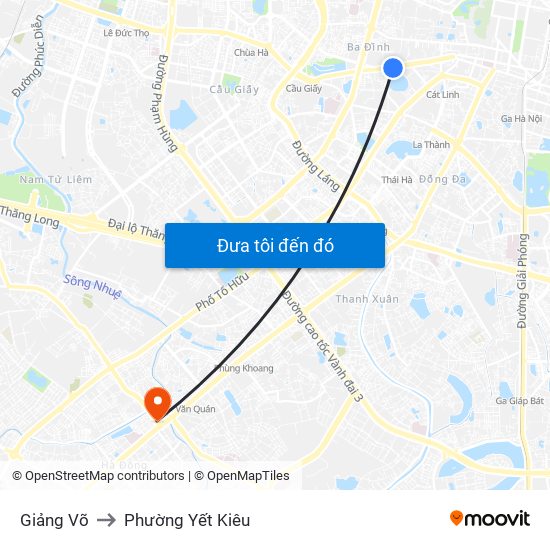 Giảng Võ to Phường Yết Kiêu map