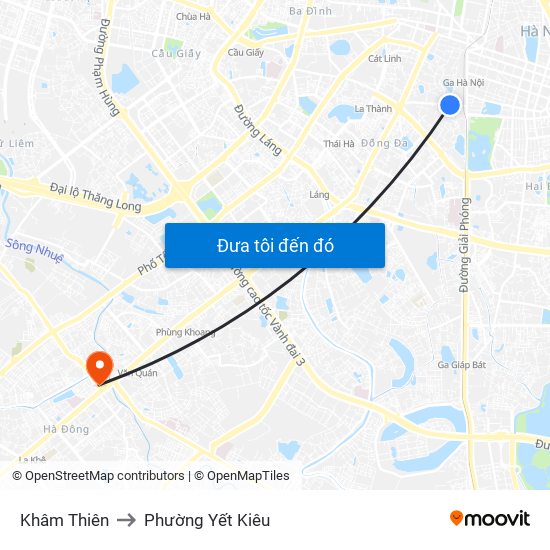 Khâm Thiên to Phường Yết Kiêu map