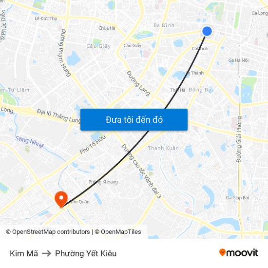 Kim Mã to Phường Yết Kiêu map