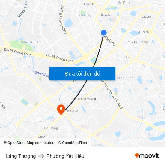 Láng Thượng to Phường Yết Kiêu map