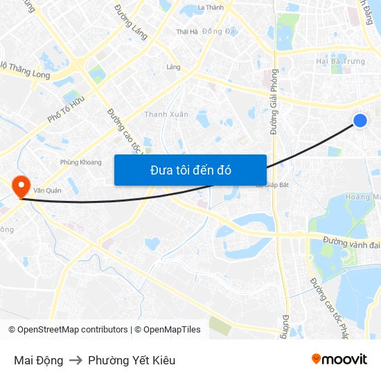 Mai Động to Phường Yết Kiêu map