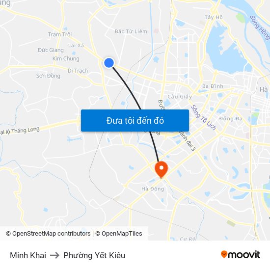 Minh Khai to Phường Yết Kiêu map