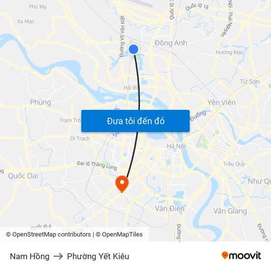 Nam Hồng to Phường Yết Kiêu map