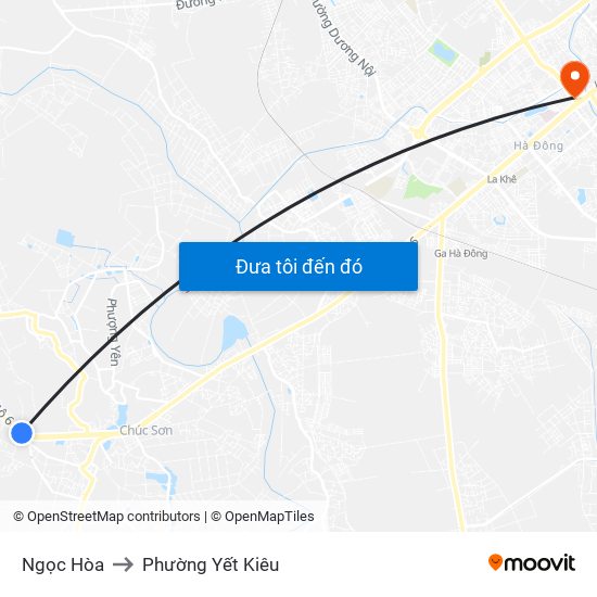 Ngọc Hòa to Phường Yết Kiêu map