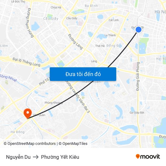 Nguyễn Du to Phường Yết Kiêu map