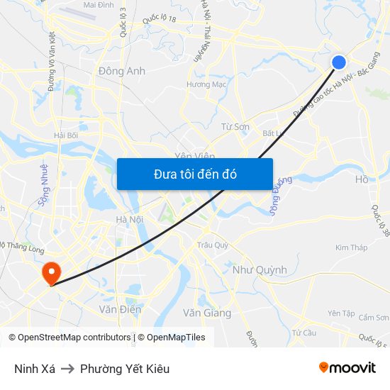 Ninh Xá to Phường Yết Kiêu map