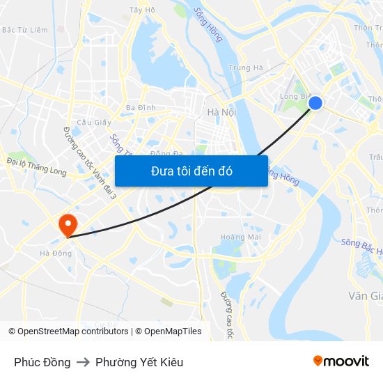 Phúc Đồng to Phường Yết Kiêu map