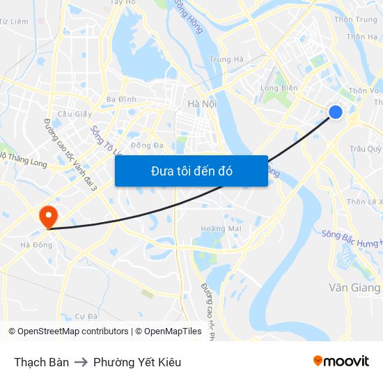 Thạch Bàn to Phường Yết Kiêu map