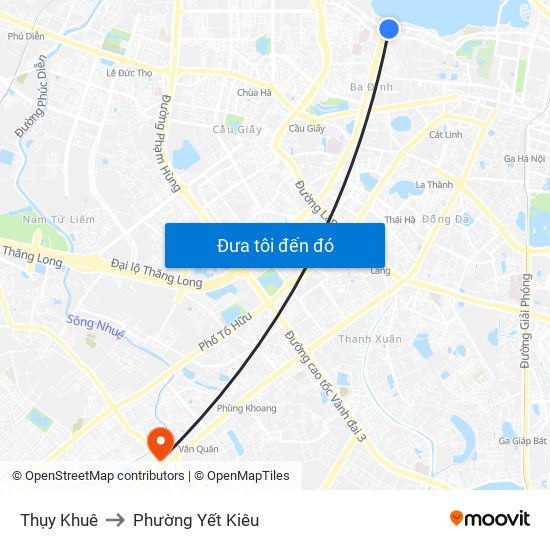 Thụy Khuê to Phường Yết Kiêu map