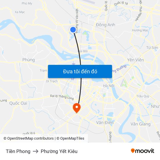Tiền Phong to Phường Yết Kiêu map