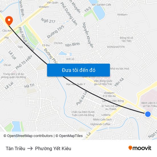 Tân Triều to Phường Yết Kiêu map