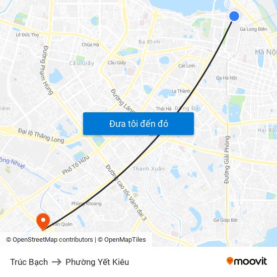 Trúc Bạch to Phường Yết Kiêu map