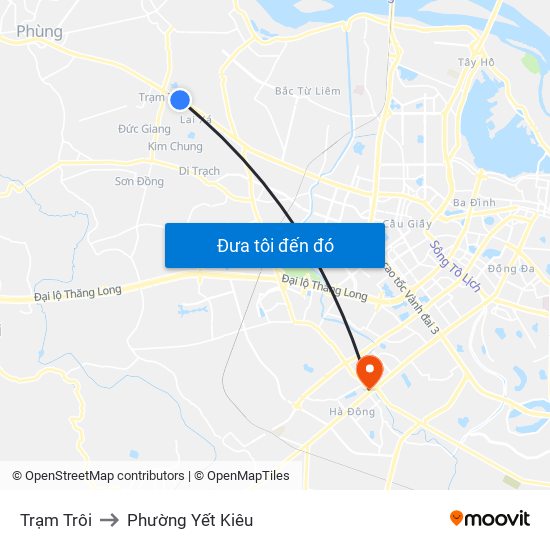 Trạm Trôi to Phường Yết Kiêu map