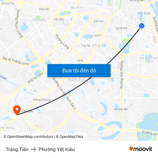 Tràng Tiền to Phường Yết Kiêu map