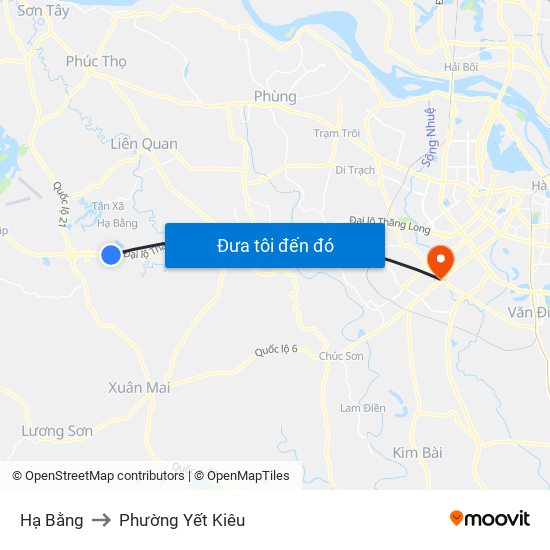 Hạ Bằng to Phường Yết Kiêu map