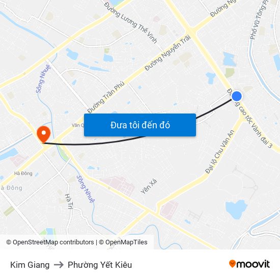 Kim Giang to Phường Yết Kiêu map