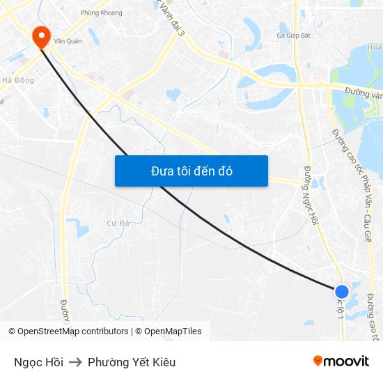 Ngọc Hồi to Phường Yết Kiêu map