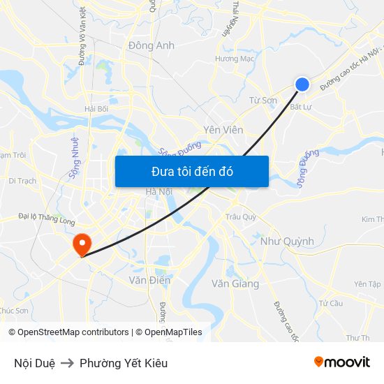 Nội Duệ to Phường Yết Kiêu map