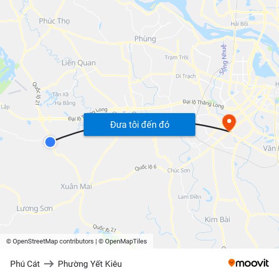 Phú Cát to Phường Yết Kiêu map