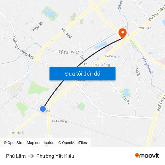 Phú Lãm to Phường Yết Kiêu map