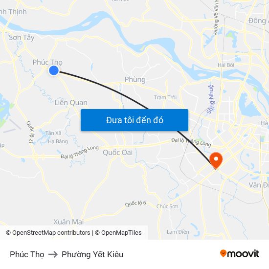 Phúc Thọ to Phường Yết Kiêu map