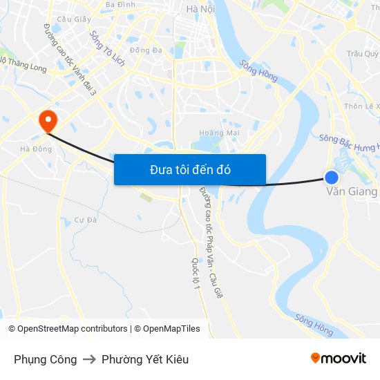 Phụng Công to Phường Yết Kiêu map