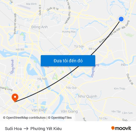 Suối Hoa to Phường Yết Kiêu map