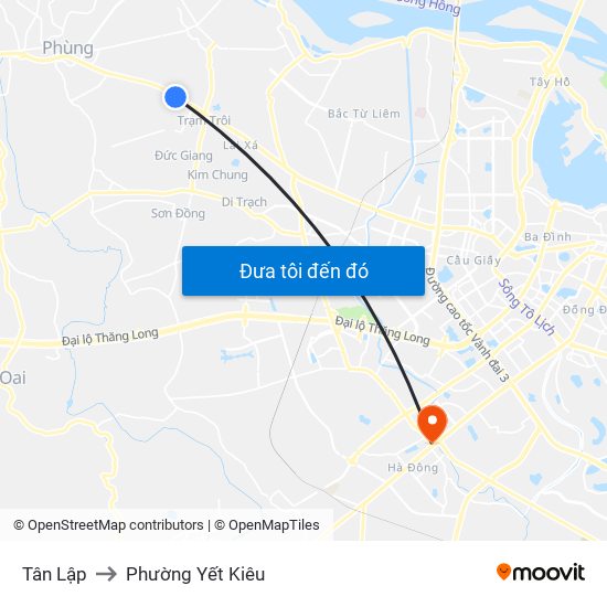 Tân Lập to Phường Yết Kiêu map