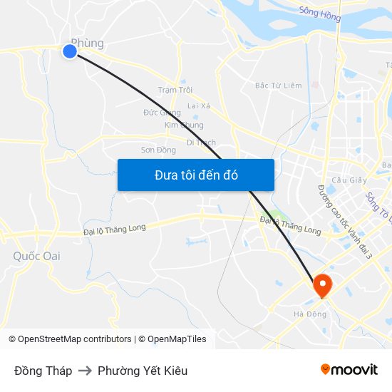 Đồng Tháp to Phường Yết Kiêu map