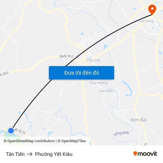 Tân Tiến to Phường Yết Kiêu map