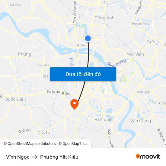 Vĩnh Ngọc to Phường Yết Kiêu map