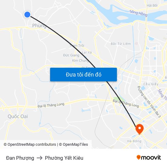 Đan Phượng to Phường Yết Kiêu map