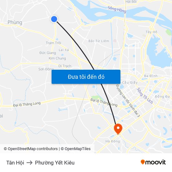 Tân Hội to Phường Yết Kiêu map