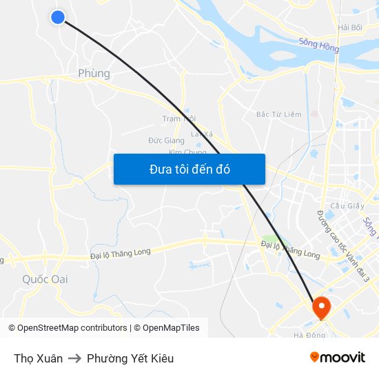 Thọ Xuân to Phường Yết Kiêu map