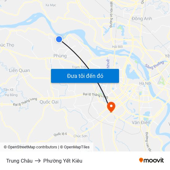 Trung Châu to Phường Yết Kiêu map